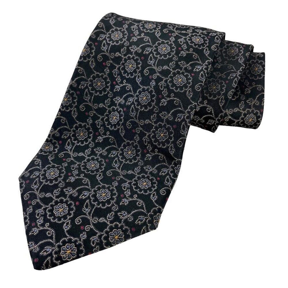Jos Joseph A Bank Signature Collection Mens Floral 100% Silk Tie Necktie 3.75"